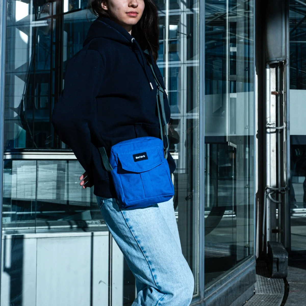 Sacoche Bleue & Vert sapin, doublure écossaise – Image 2