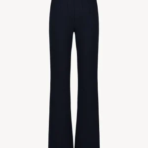 Pantalon évasé marine à plis structurés