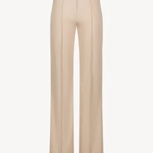 Pantalon évasé en satin de coton beige