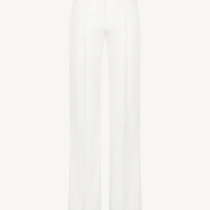 Pantalon évasé en satin de coton blanc optique