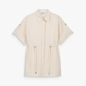 Chemise lin blanc cassé col chemise
