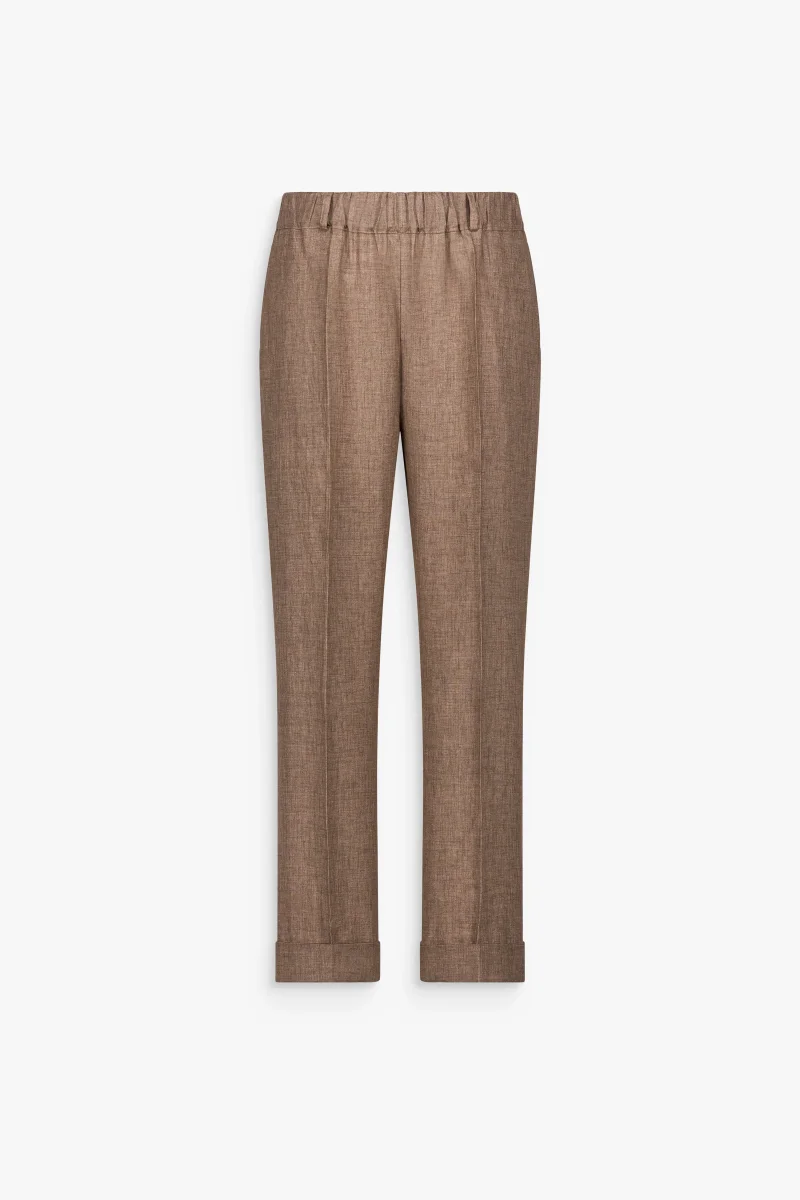Pantalon en lin marron glacé – Image 2