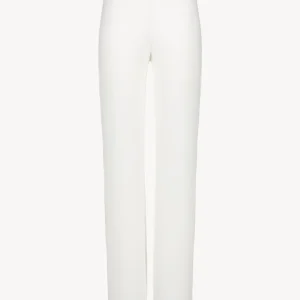 Pantalon droit en crêpe blanc cassé