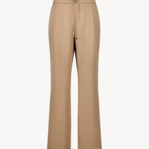 Pantalon fluide en soie beige