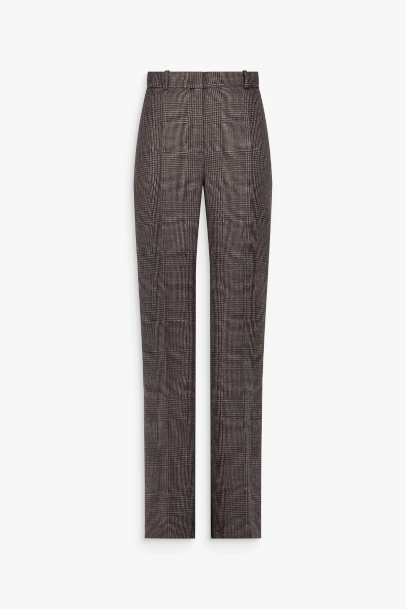 Pantalon droit en tartan ébène