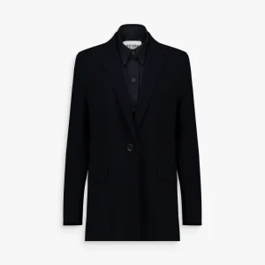 Veste droite marine à chemise intégrée