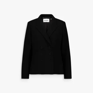 Veste noire ajustée croisée à 6 boutons