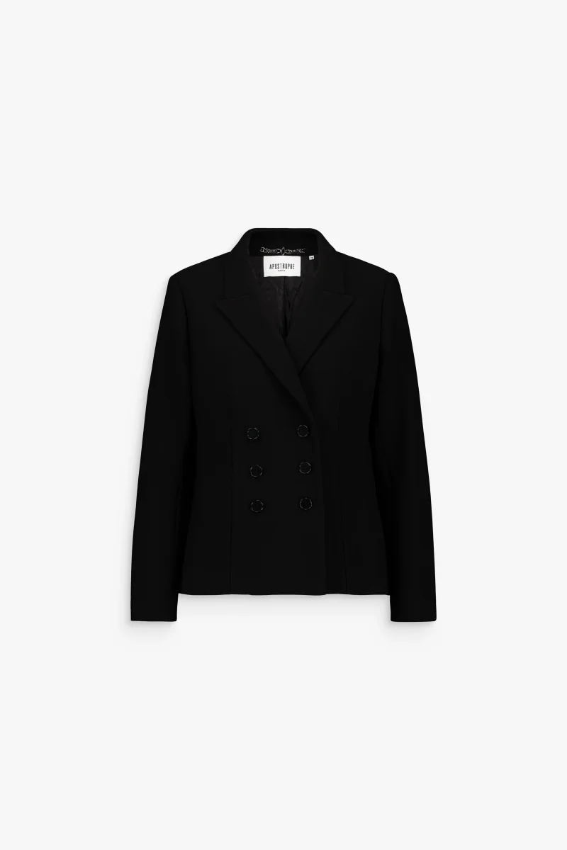 Veste noire ajustée croisée à 6 boutons