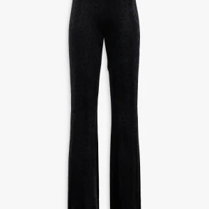 Pantalon évasé en velours imprimé léopard