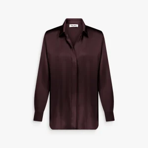Chemise droite grenat en soie