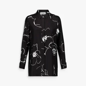 Chemise droite imprimé floral en soie