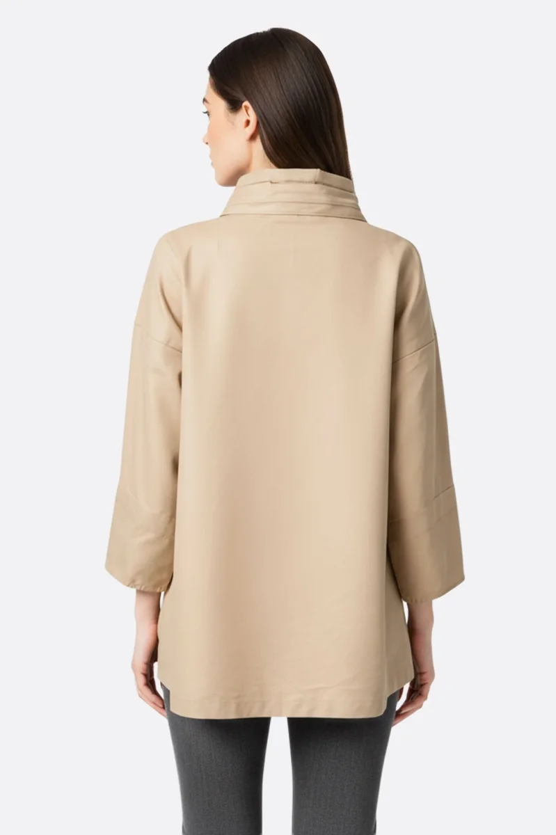 Veste ample beige à capuche dissimulée – Image 4