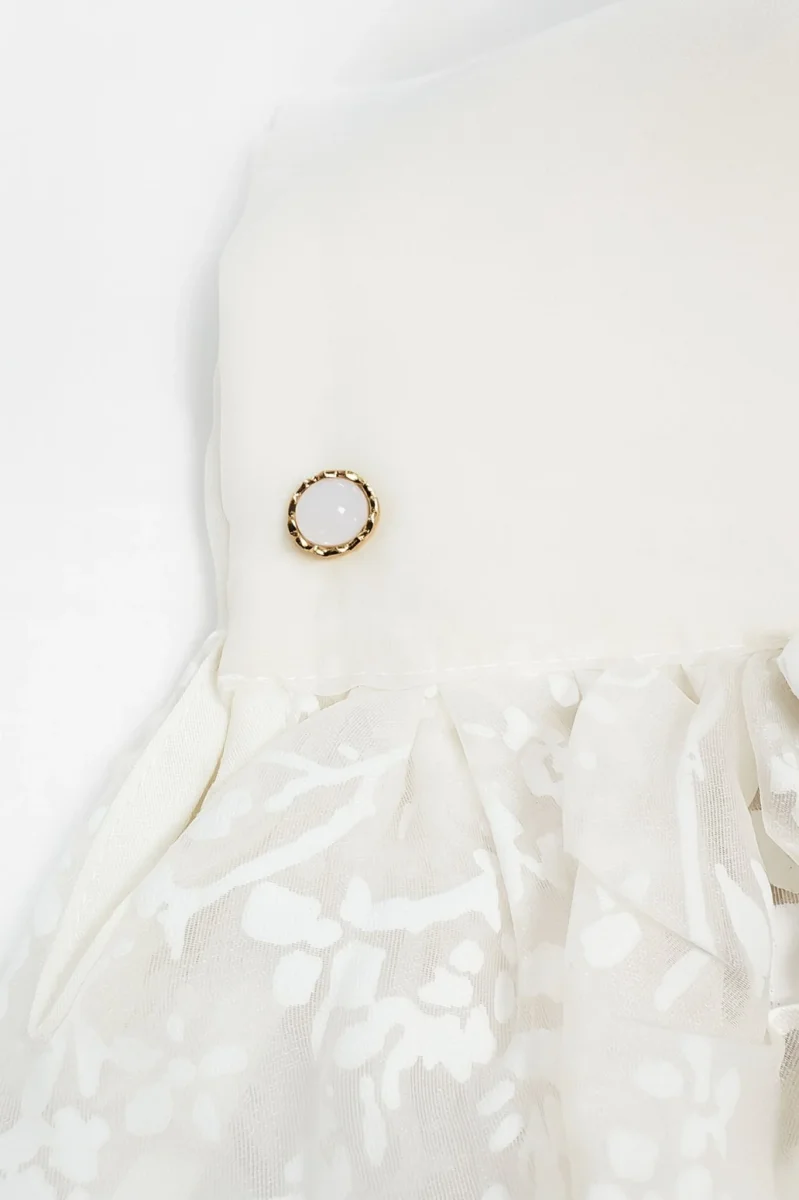 Veste-Chemise en organza écru à motif floral – Image 7