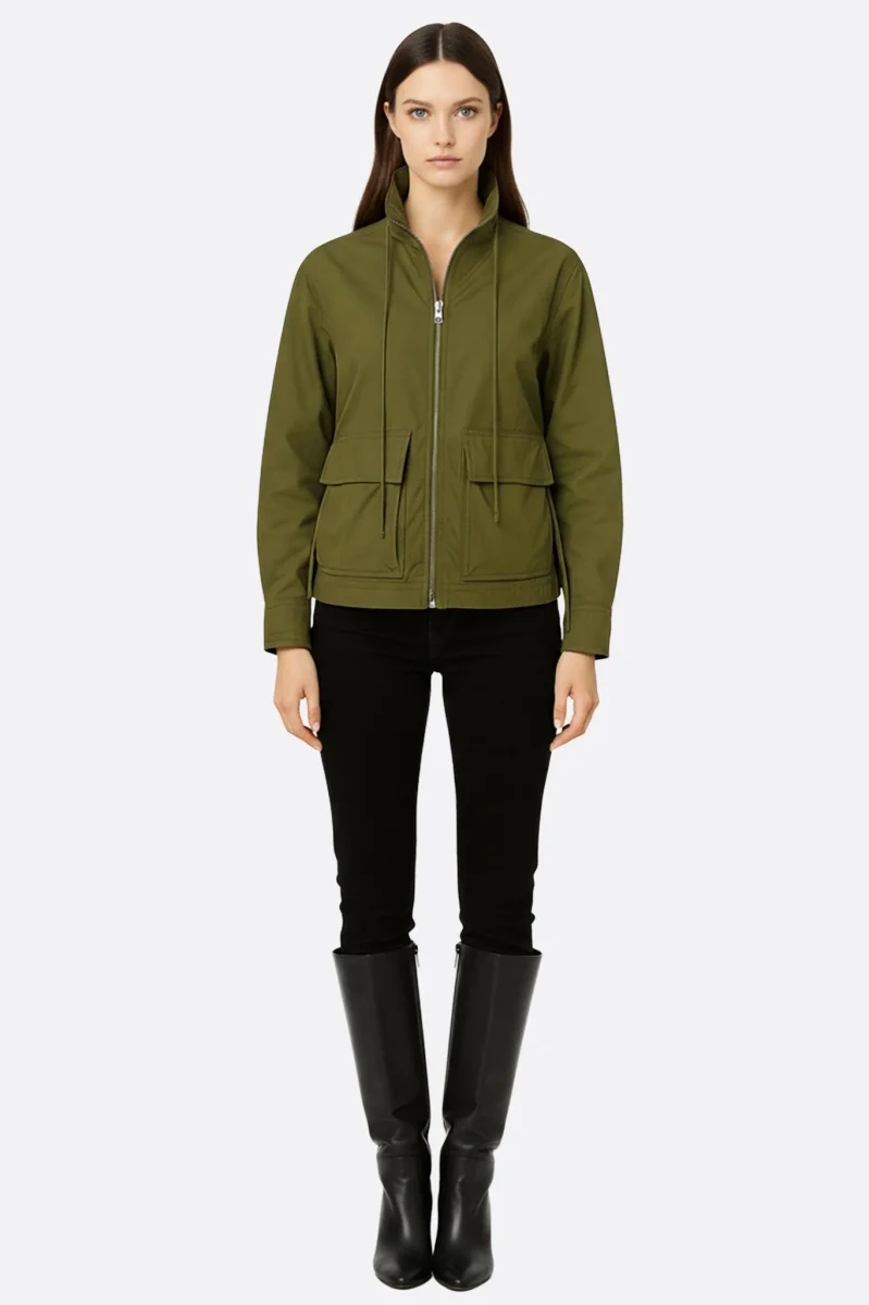 Veste saharienne vert kaki à cordons ajustables – Image 3