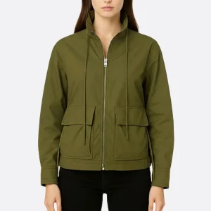 Veste saharienne vert kaki à cordons ajustables