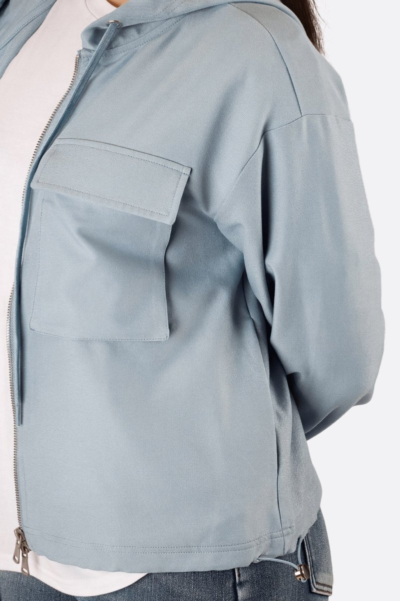 Veste sport zippée à capuche bleue – Image 6