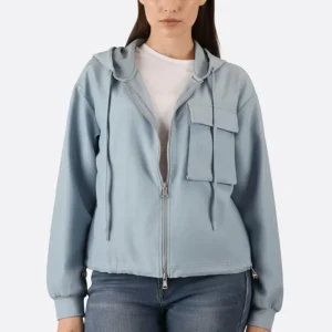 Veste sport zippée à capuche bleue