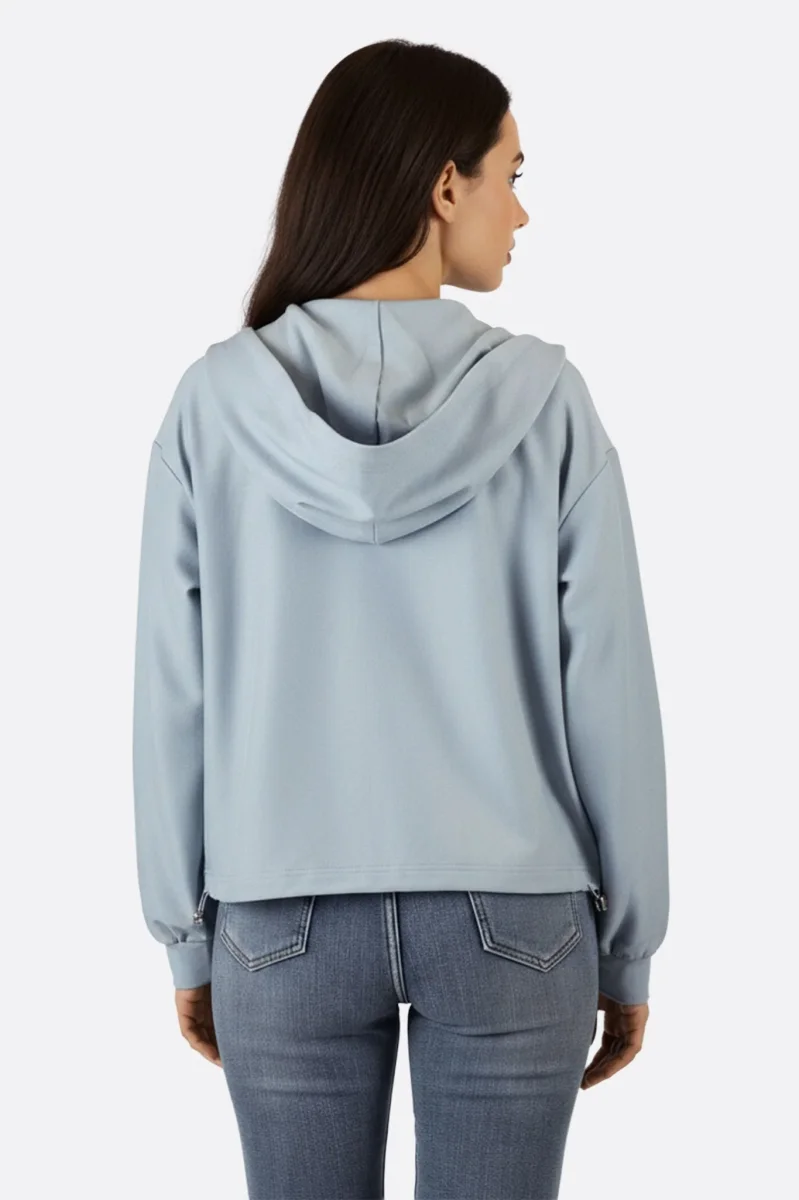 Veste sport zippée à capuche bleue – Image 4